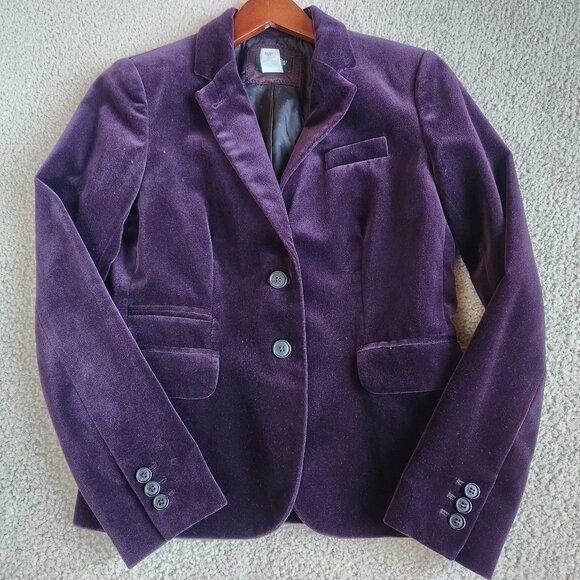 J. Crew Jackets & Blazers - J. Crew Velvet Schoolboy Blazer Plum Eggplant Purple